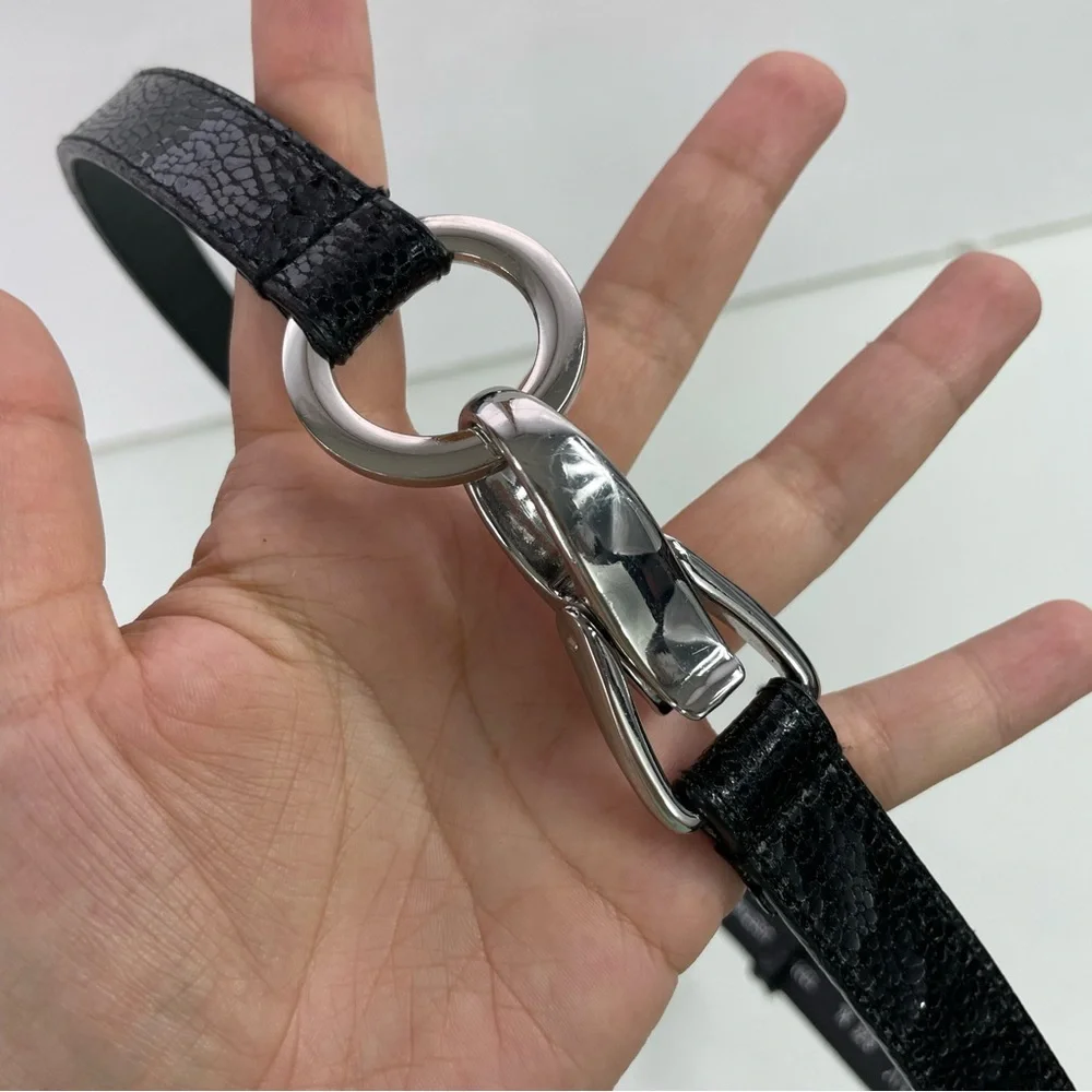 New York & Company Black Snakeskin Clip Closure‎ Belt